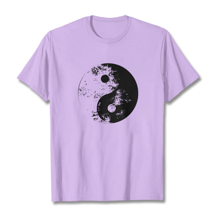 Koszulka z nadrukiem Buddha Stones Yin Yang Tai Chi Wzór Bawełna T-shirt - Śliwka - 2XL - image 17