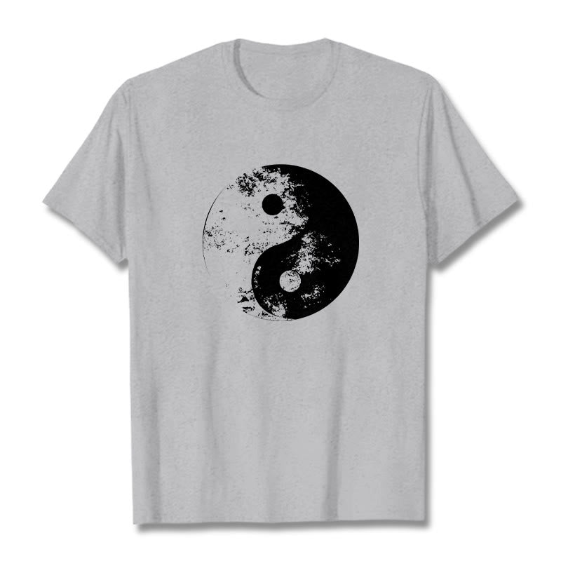 Koszulka z nadrukiem Buddha Stones Yin Yang Tai Chi Wzór Bawełna T-shirt - Jasnoszary - 2XL - image 11