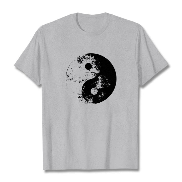 Koszulka z nadrukiem Buddha Stones Yin Yang Tai Chi Wzór Bawełna T-shirt - Jasnoszary - 2XL - image 11