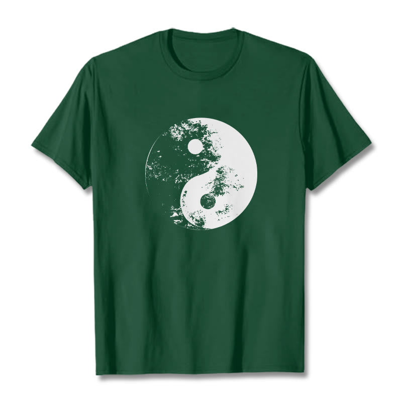 Koszulka z nadrukiem Buddha Stones Yin Yang Tai Chi Wzór Bawełna T-shirt - ForestGreen - 2XL - image 9