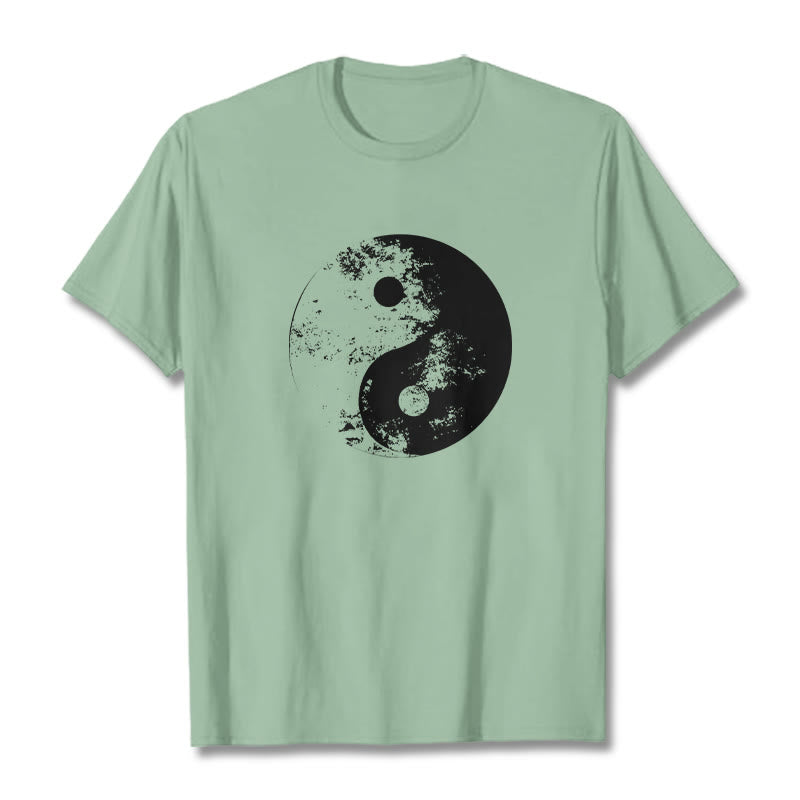 Koszulka z nadrukiem Buddha Stones Yin Yang Tai Chi Wzór Bawełna T-shirt - PaleGreen - 2XL - image 15