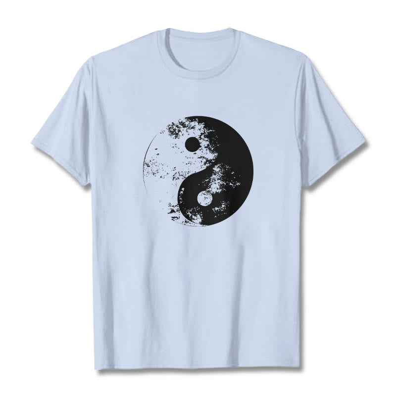 Koszulka z nadrukiem Buddha Stones Yin Yang Tai Chi Wzór Bawełna T-shirt - Jasnoniebieski - 2XL - image 12