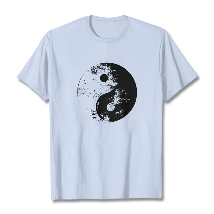 Koszulka z nadrukiem Buddha Stones Yin Yang Tai Chi Wzór Bawełna T-shirt - Jasnoniebieski - 2XL - image 12