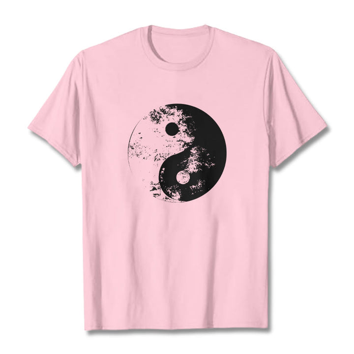 Koszulka z nadrukiem Buddha Stones Yin Yang Tai Chi Wzór Bawełna T-shirt - Jasnoróżowy - 2XL - image 19