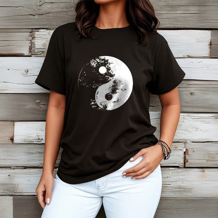 Koszulka z nadrukiem Buddha Stones Yin Yang Tai Chi Wzór Bawełna T-shirt - image 6