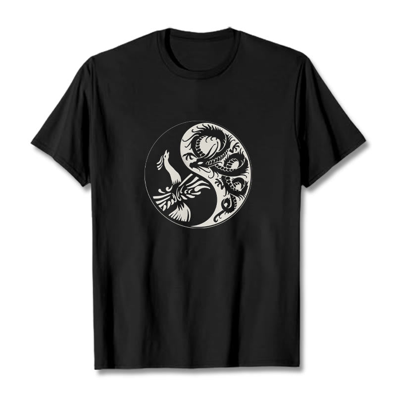 Koszulka z bawełny Buddha Stones Phoenix Yin Yang - Czarny - 2XL - image 1