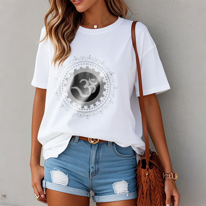 Koszulka z nadrukiem Buddha Stones Om Mandala Wzór Bawełna T-shirt - image 2