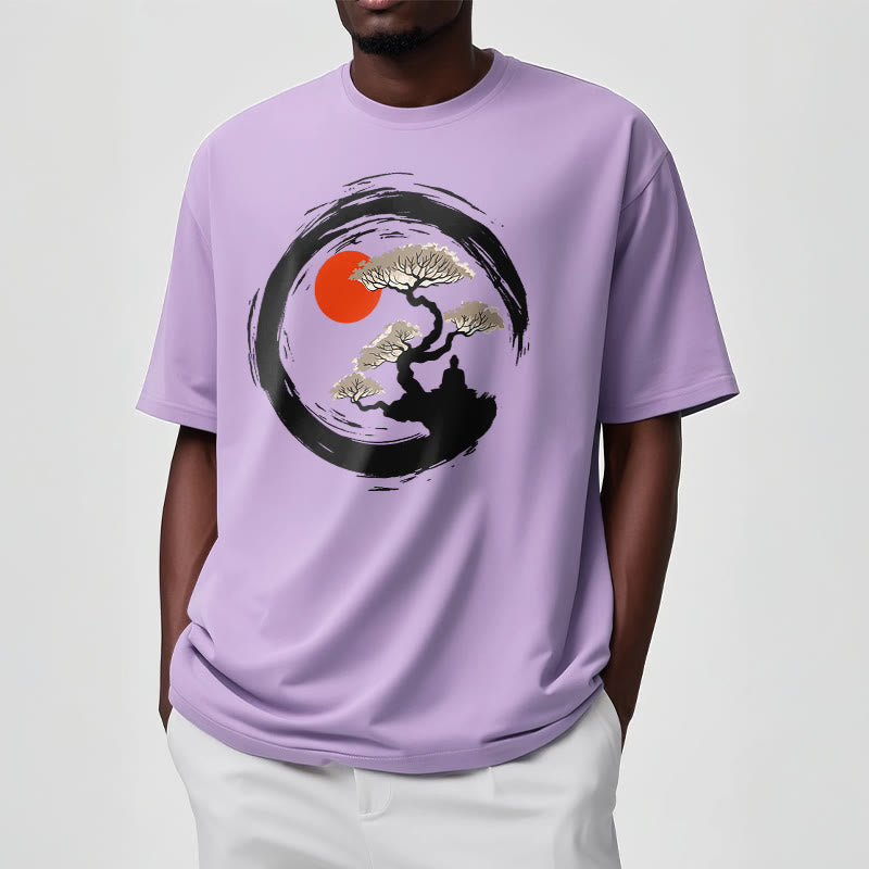 Buddha Stones Czerwone Słońce Sosna Zen Krąg Medytacja Budda Koszulka T-shirt - image 18