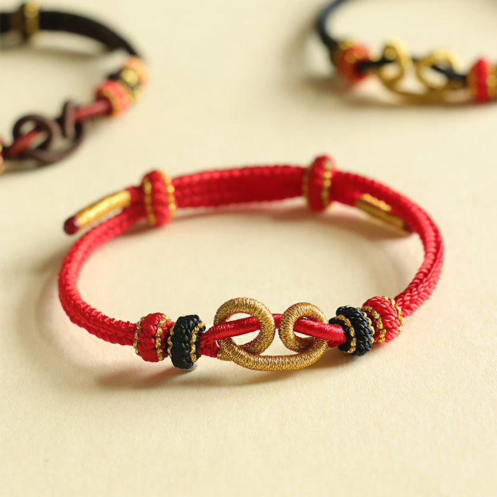 Bransoletka ochronna z plecionego sznurka z Buddha Stones wykonana ręcznie w formie sztabki