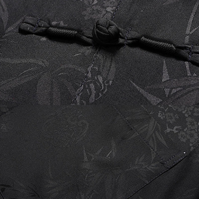 Buddha Stones Kwiat Brzoskwiniowy Strój Tang Hanfu Tradycyjny Mundur Krótki Rękaw Top Spodnie Odzież Męski Zestaw