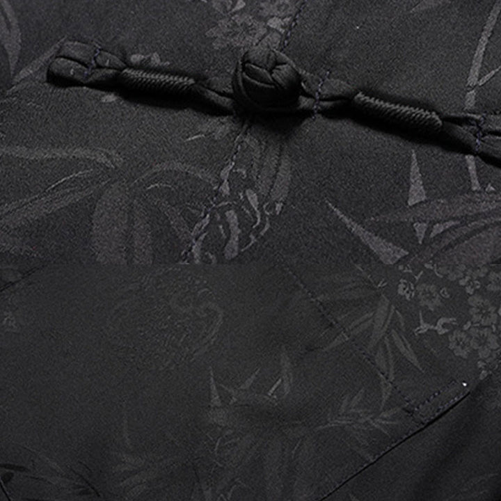 Buddha Stones Kwiat Brzoskwiniowy Strój Tang Hanfu Tradycyjny Mundur Krótki Rękaw Top Spodnie Odzież Męski Zestaw