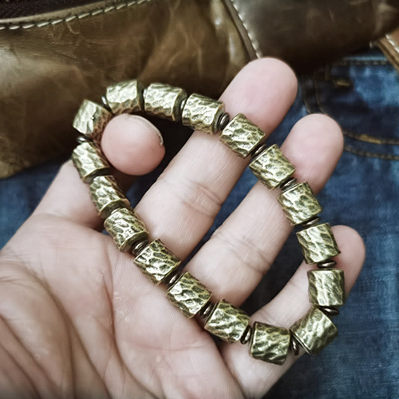 Bransoletka szczęścia z motywem krateru meteorytu z miedzi i Buddha Stones