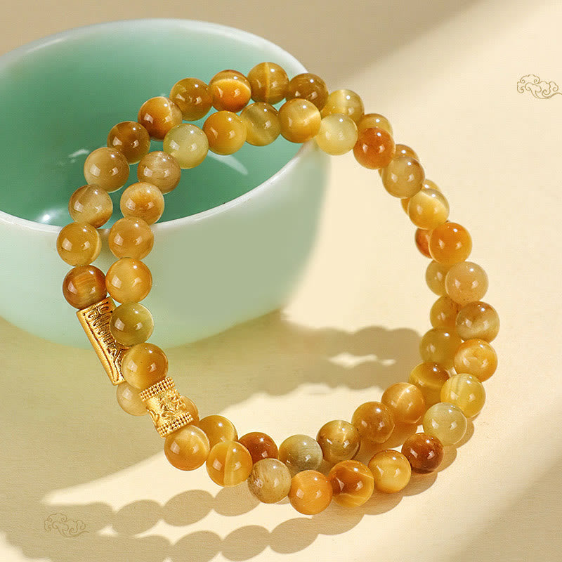 Buddha Stones Tygrysie oko Fu Charakter Bambusowa ryba Koi Lotos Om Mani Padme Hum Bransoletka ochronna