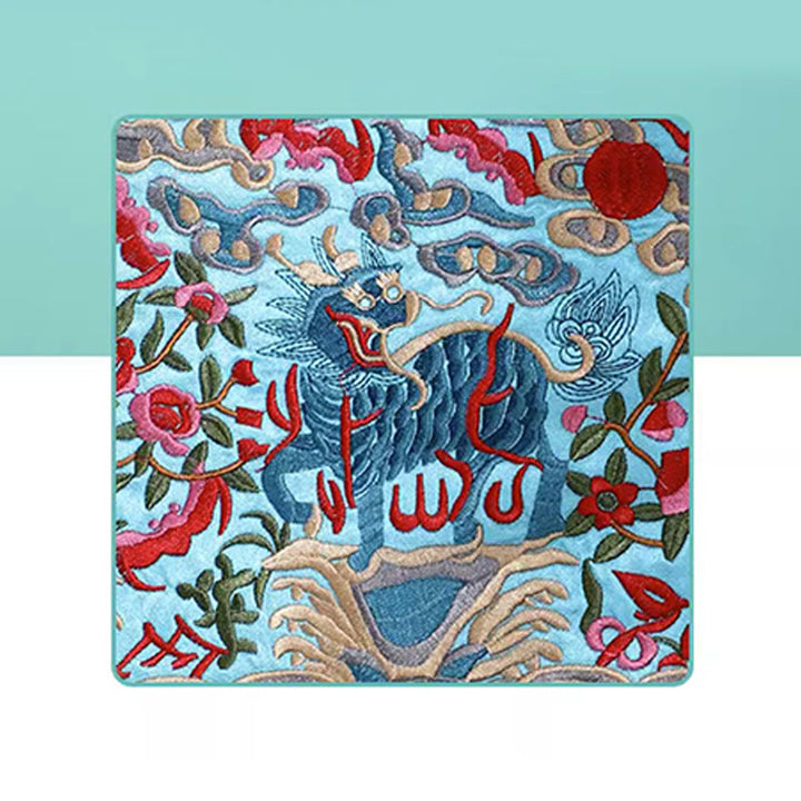 Buddha Stones Mityczna Bestia Feniks Smok Qilin Su Haft Bilet Folder Przechowywanie Podróż Zakupy Torebka Torebka