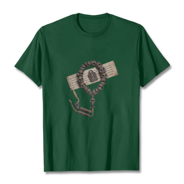 Buddha Stones Tybetańskie Władca Trupów Koraliki Leśne Wzór Koszulka T-shirt - Leśna zieleń - 2XL - image 7