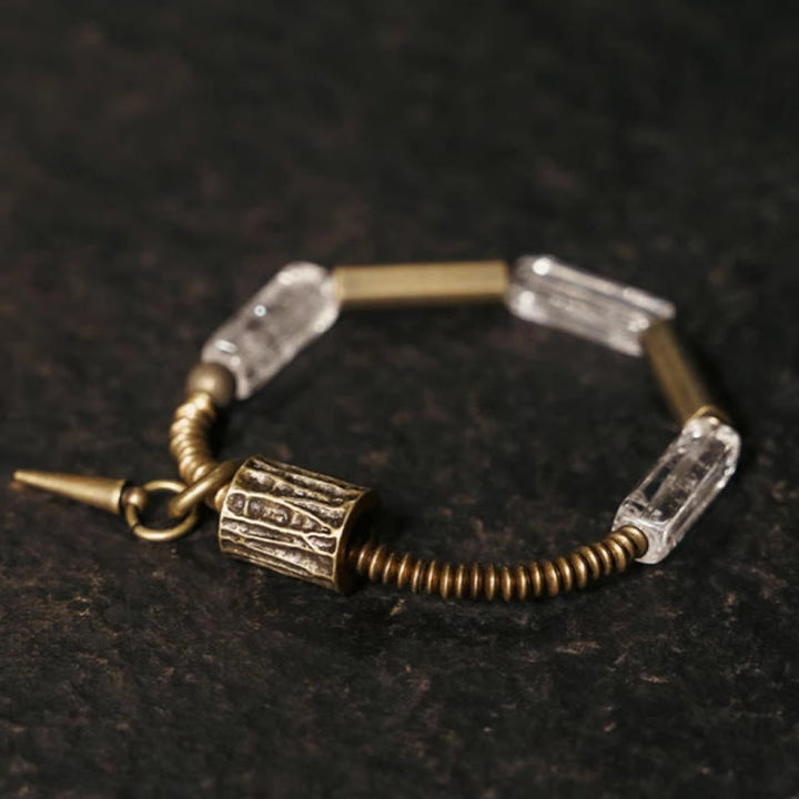 Bransoletka szczęścia z białych kryształów i miedzianych Buddha Stones