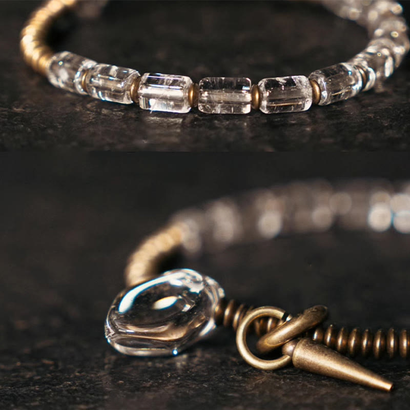 Bransoletka szczęścia z Buddha Stones z miedzi i białego kryształu