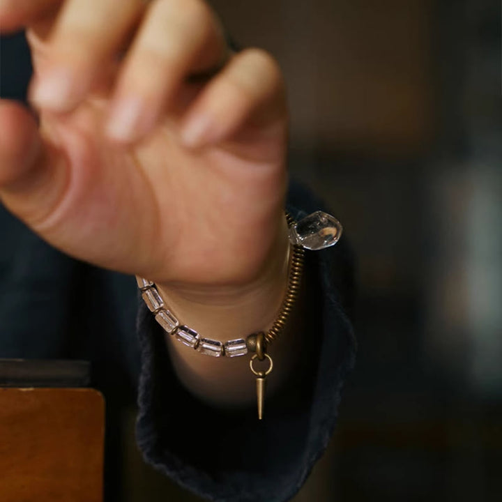 Bransoletka szczęścia z Buddha Stones z miedzi i białego kryształu