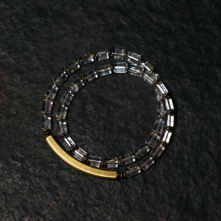 Bransoletka z białego kryształu i miedzi z Buddha Stones przynosząca szczęście