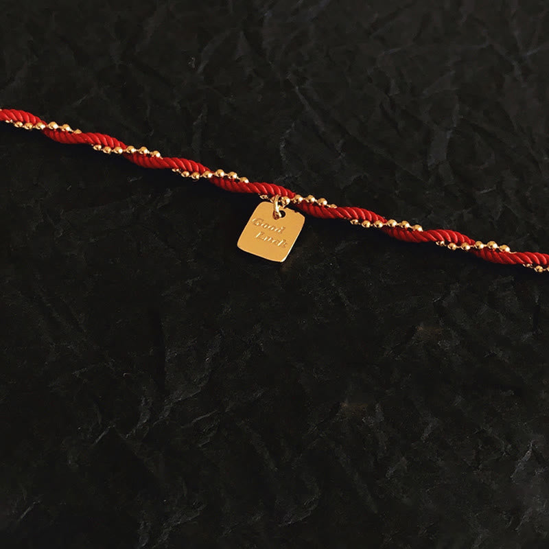 Bransoletka Buddha Stones Red String Gold Plated z miedzi Good Lucky Strength