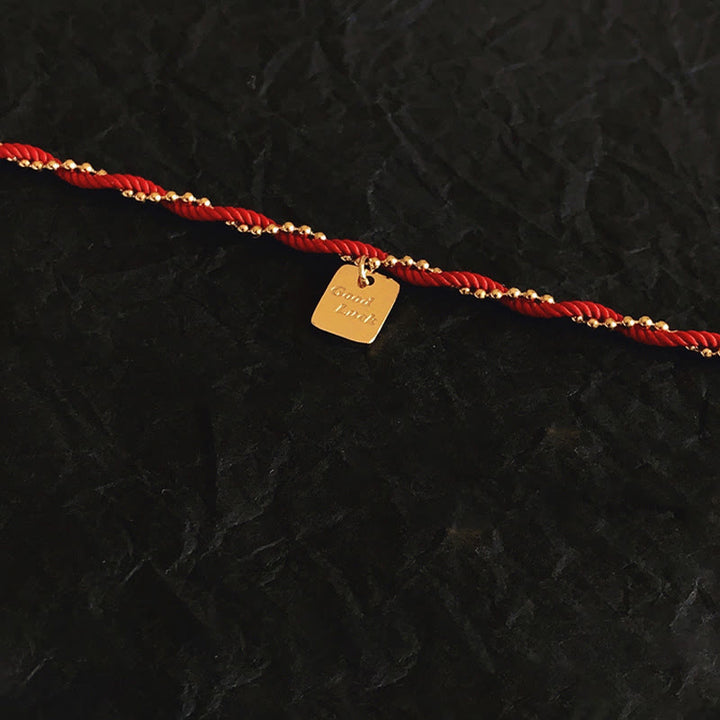 Bransoletka Buddha Stones Red String Gold Plated z miedzi Good Lucky Strength