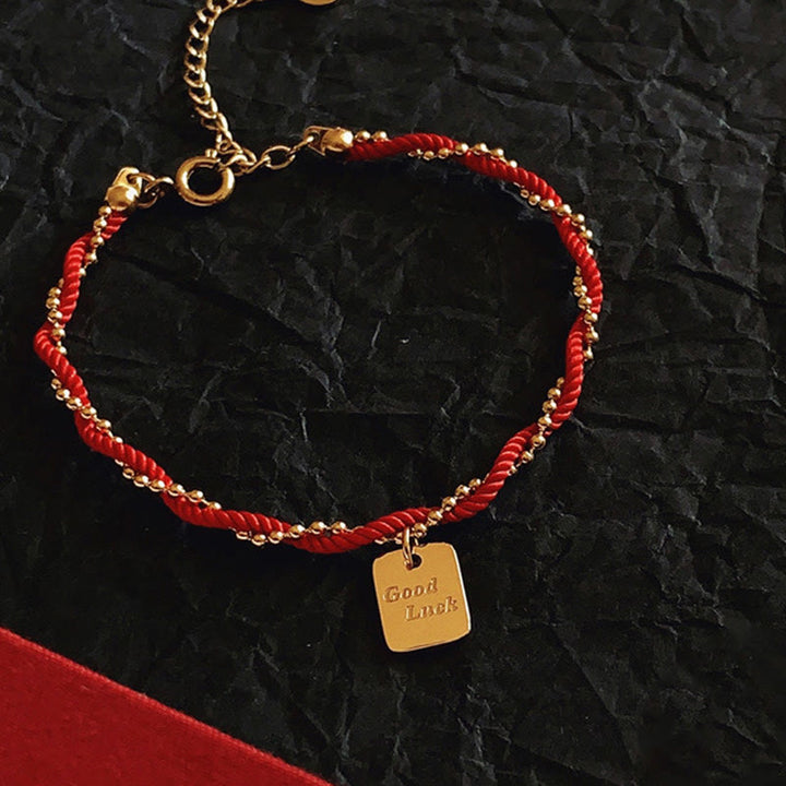 Bransoletka Buddha Stones Red String Gold Plated z miedzi Good Lucky Strength