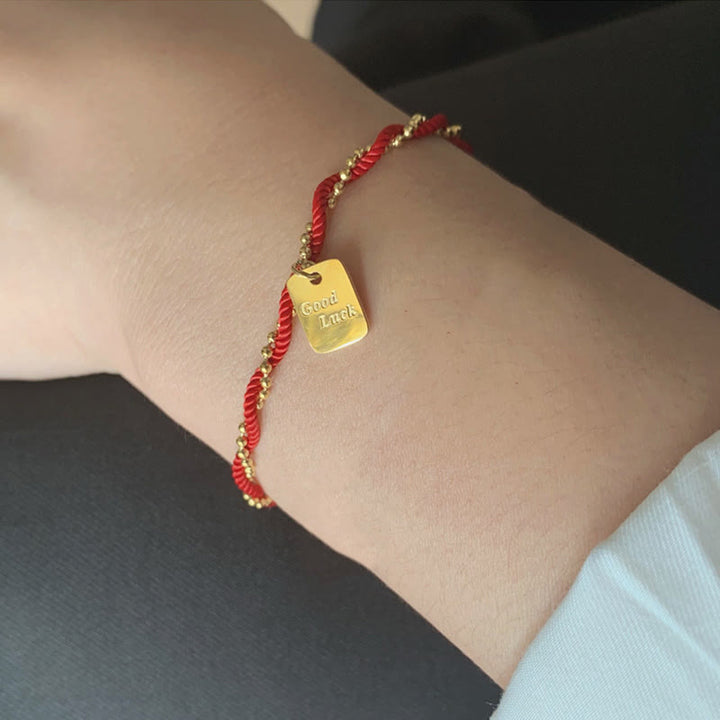 Bransoletka Buddha Stones Red String Gold Plated z miedzi Good Lucky Strength