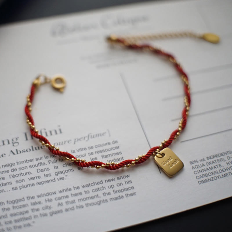 Bransoletka Buddha Stones Red String Gold Plated z miedzi Good Lucky Strength
