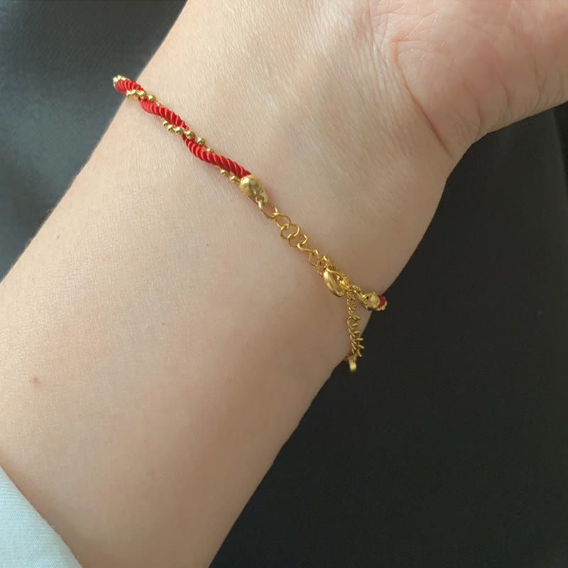 Bransoletka Buddha Stones Red String Gold Plated z miedzi Good Lucky Strength
