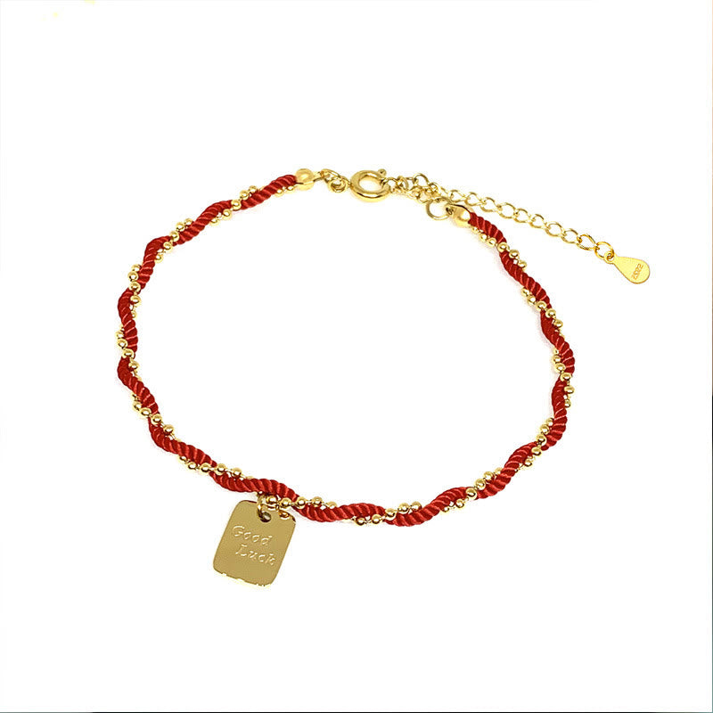 Bransoletka Buddha Stones Red String Gold Plated z miedzi Good Lucky Strength