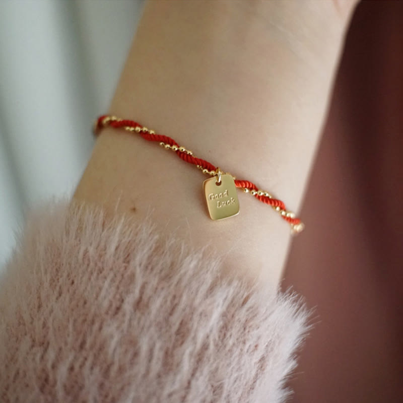 Bransoletka Buddha Stones Red String Gold Plated z miedzi Good Lucky Strength