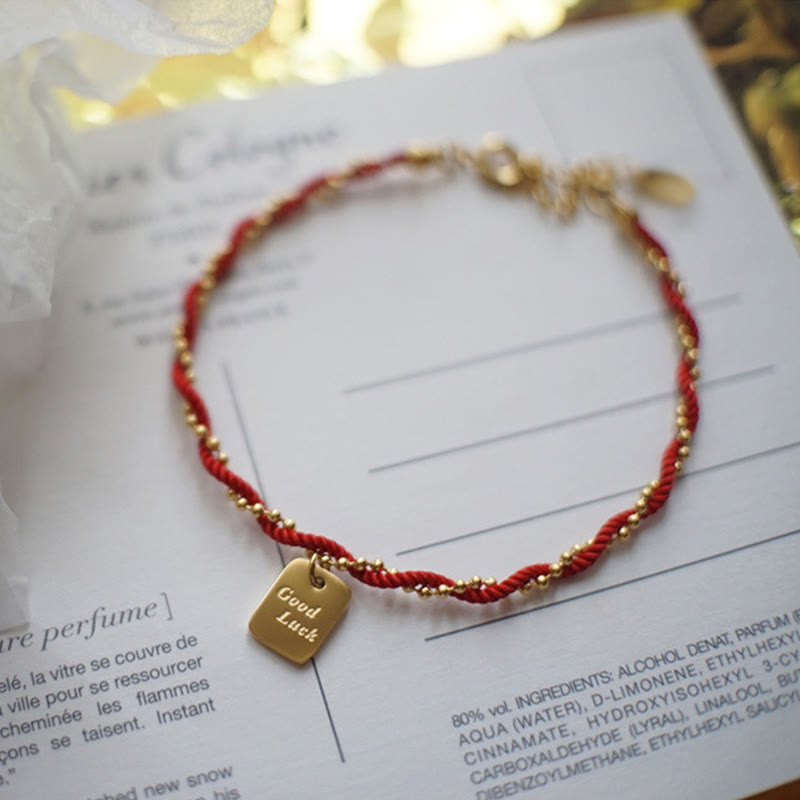 Bransoletka Buddha Stones Red String Gold Plated z miedzi Good Lucky Strength