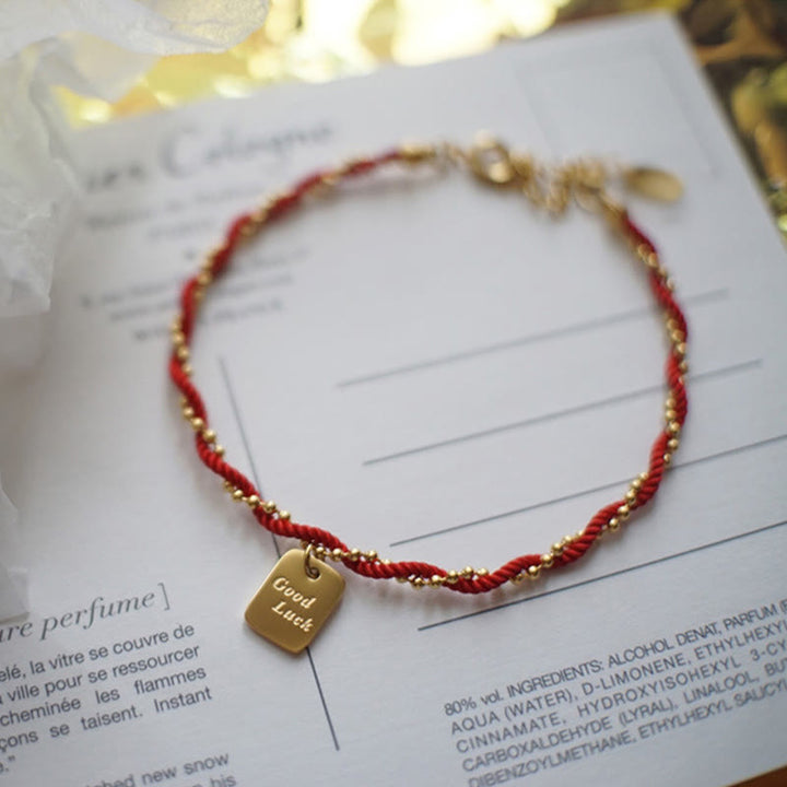 Bransoletka Buddha Stones Red String Gold Plated z miedzi Good Lucky Strength