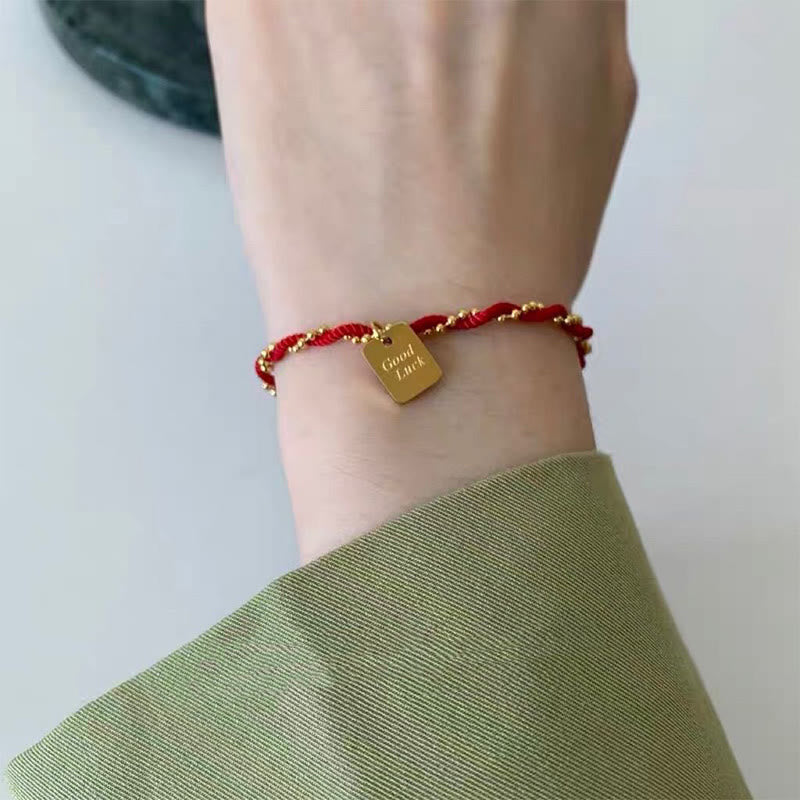 Bransoletka Buddha Stones Red String Gold Plated z miedzi Good Lucky Strength