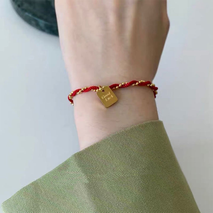 Bransoletka Buddha Stones Red String Gold Plated z miedzi Good Lucky Strength