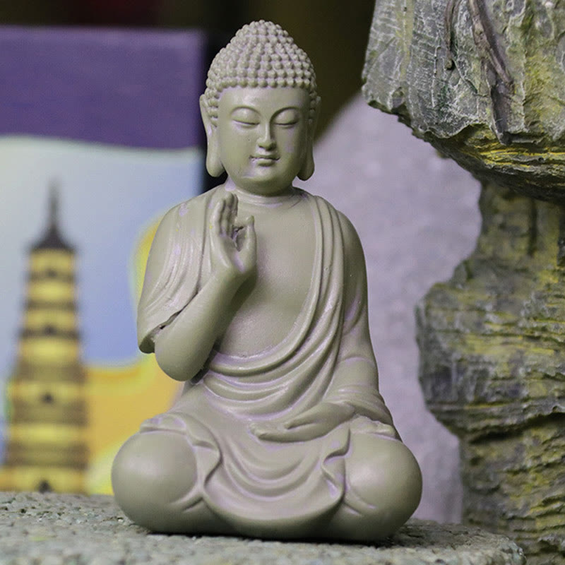 Buddha Stones Mała Medytacja Modlitwa Żywica Statua Buddy Współczucie Dekoracja Biurka Domowego