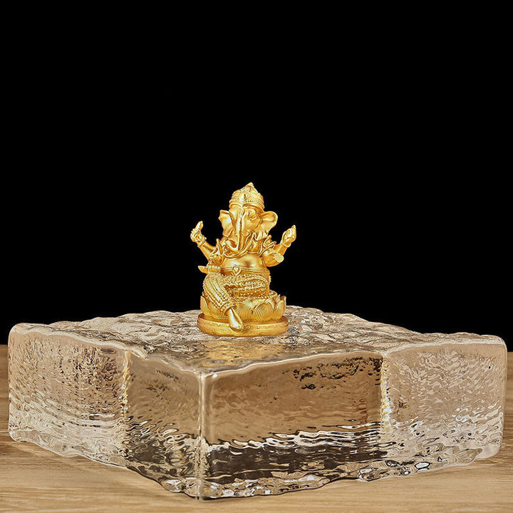 Buddha Stones Mini Mały Ganesh Ganpati Słoń Medytacja Statua Odbicie Żywicy Dekoracja Domu
