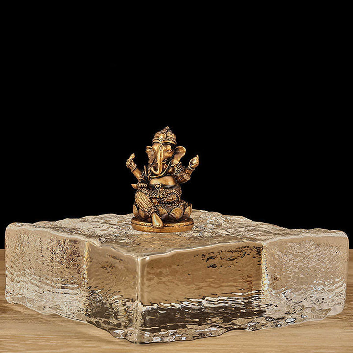 Buddha Stones Mini Mały Ganesh Ganpati Słoń Medytacja Statua Odbicie Żywicy Dekoracja Domu