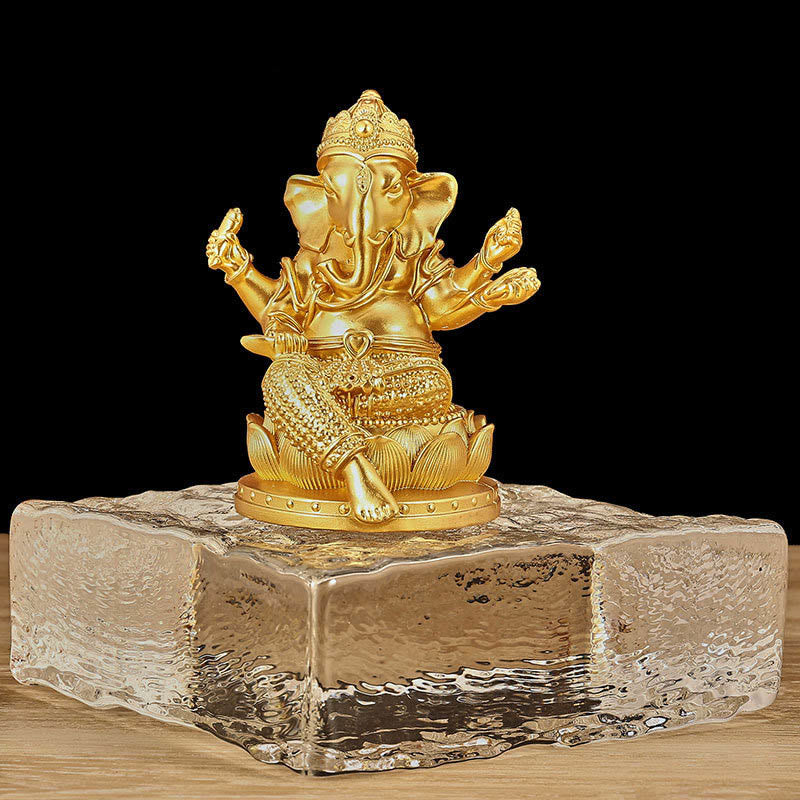 Buddha Stones Mini Mały Ganesh Ganpati Słoń Medytacja Statua Odbicie Żywicy Dekoracja Domu