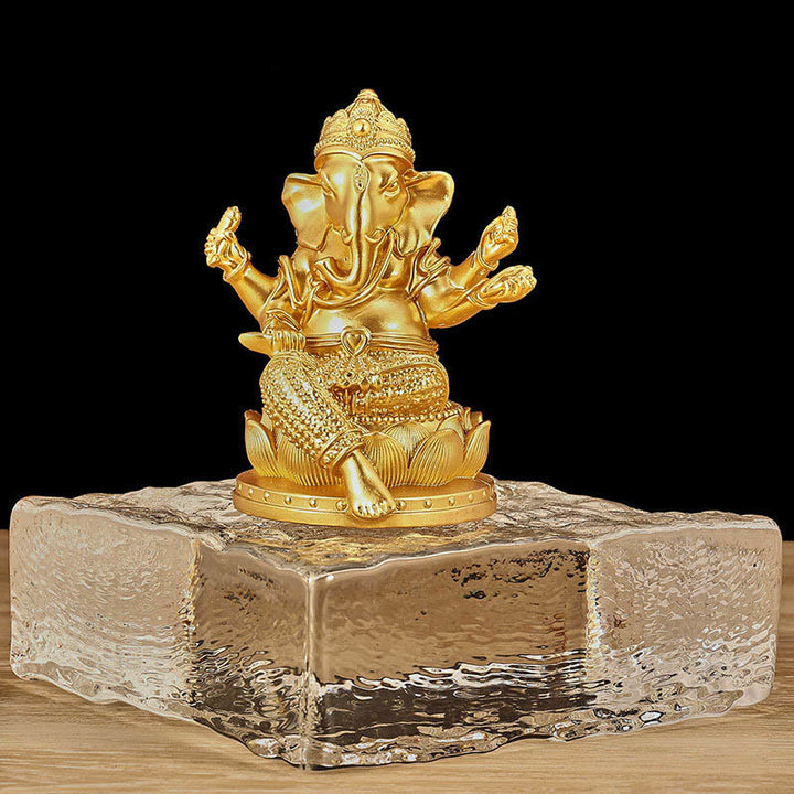 Buddha Stones Mini Mały Ganesh Ganpati Słoń Medytacja Statua Odbicie Żywicy Dekoracja Domu