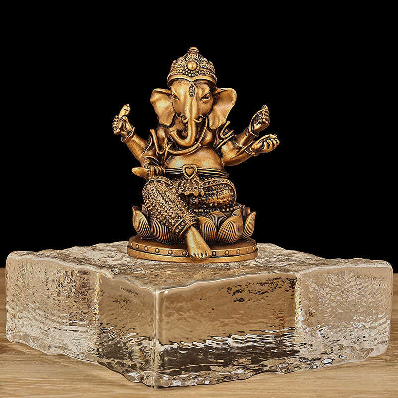 Buddha Stones Mini Mały Ganesh Ganpati Słoń Medytacja Statua Odbicie Żywicy Dekoracja Domu