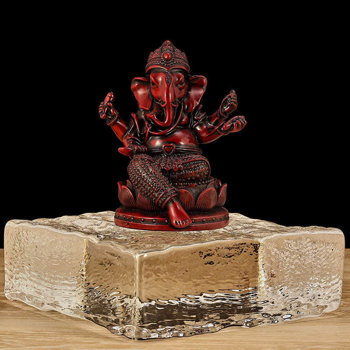 Buddha Stones Mini Mały Ganesh Ganpati Słoń Medytacja Statua Odbicie Żywicy Dekoracja Domu