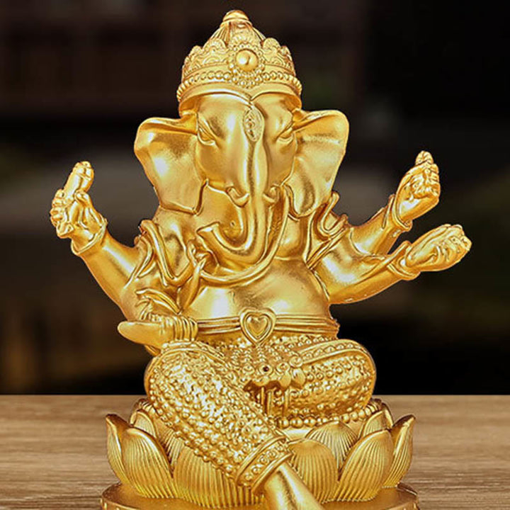 Buddha Stones Mini Mały Ganesh Ganpati Słoń Medytacja Statua Odbicie Żywicy Dekoracja Domu