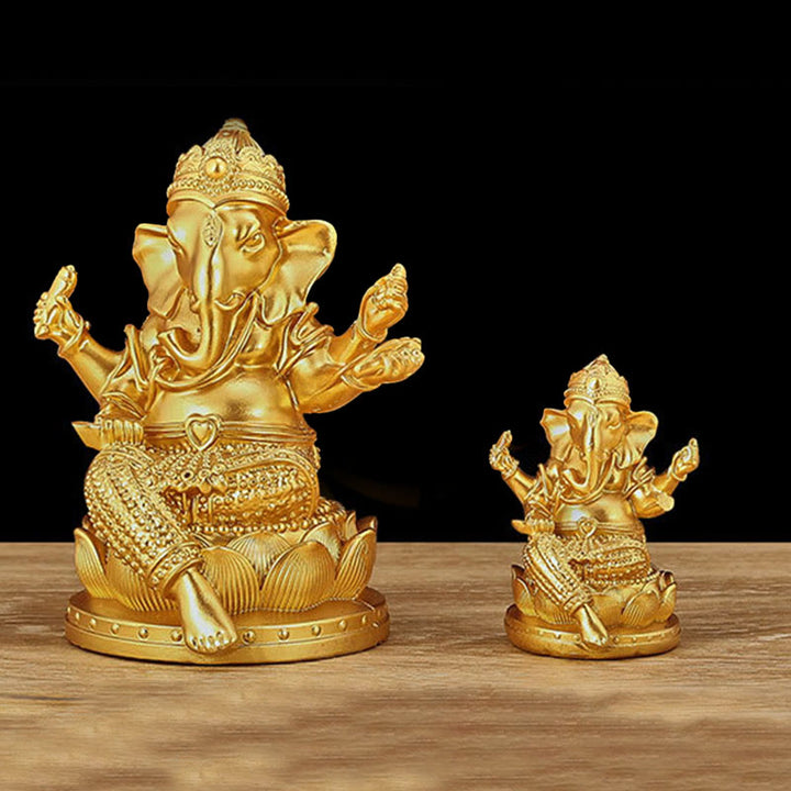Buddha Stones Mini Mały Ganesh Ganpati Słoń Medytacja Statua Odbicie Żywicy Dekoracja Domu