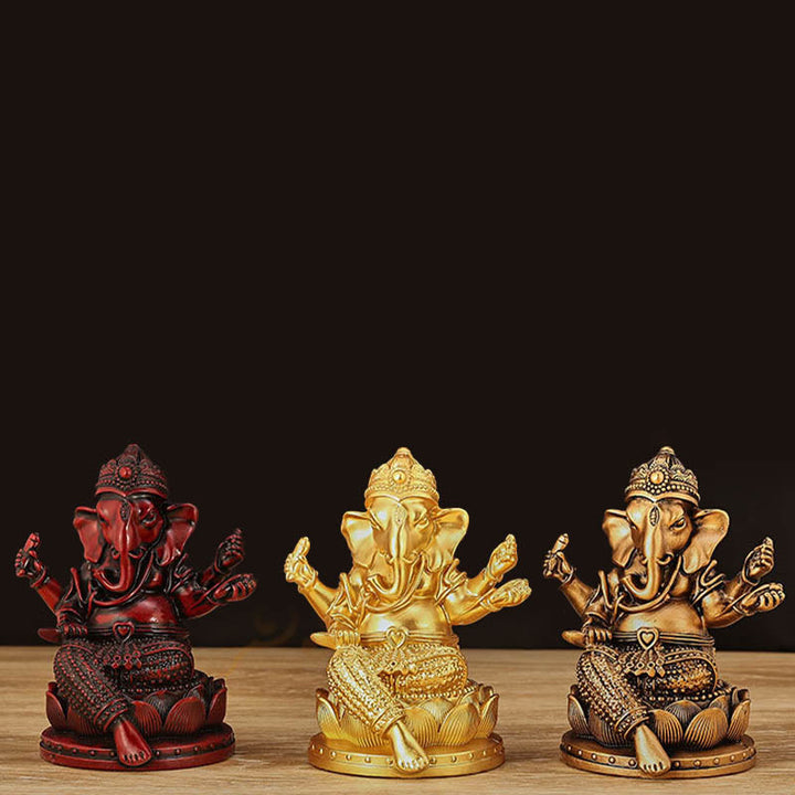 Buddha Stones Mini Mały Ganesh Ganpati Słoń Medytacja Statua Odbicie Żywicy Dekoracja Domu