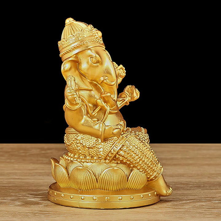 Buddha Stones Mini Mały Ganesh Ganpati Słoń Medytacja Statua Odbicie Żywicy Dekoracja Domu