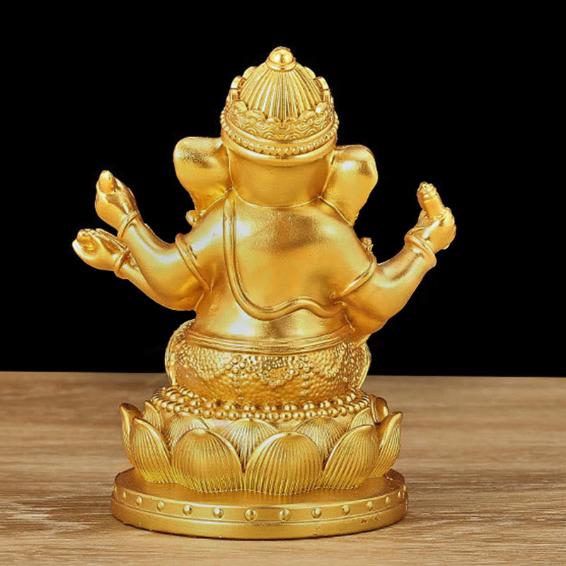 Buddha Stones Mini Mały Ganesh Ganpati Słoń Medytacja Statua Odbicie Żywicy Dekoracja Domu
