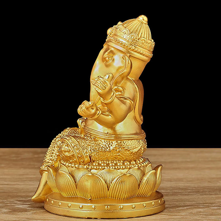 Buddha Stones Mini Mały Ganesh Ganpati Słoń Medytacja Statua Odbicie Żywicy Dekoracja Domu