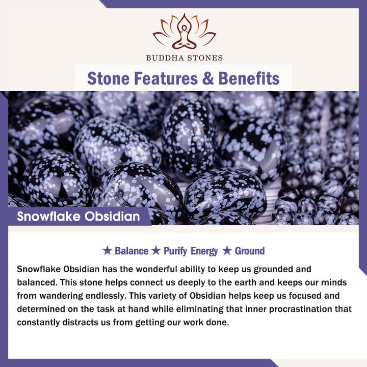 Buddha Stones Nowa Praca Zielony Awenturyn Sodalit Płatek Śniegu Obsydian Bransoletka Energetyczna