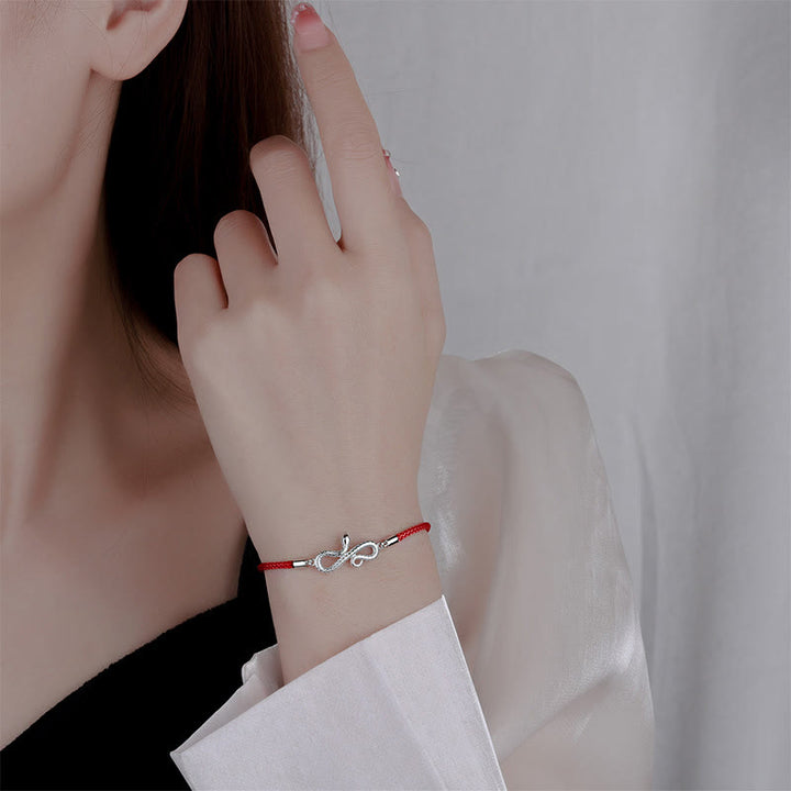 Buddha Stones 999 Srebro Sterling Rok Węża Czerwony Sznurek Ochrona Bransoletka Pleciona